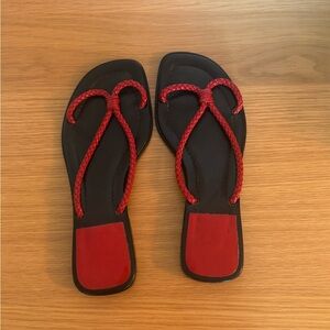 Bally red leather braided greek sandals size 6.5